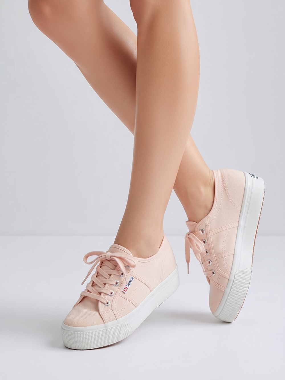 Superga 2740 Pinkish Avorio canvas platform sneakers NWOB